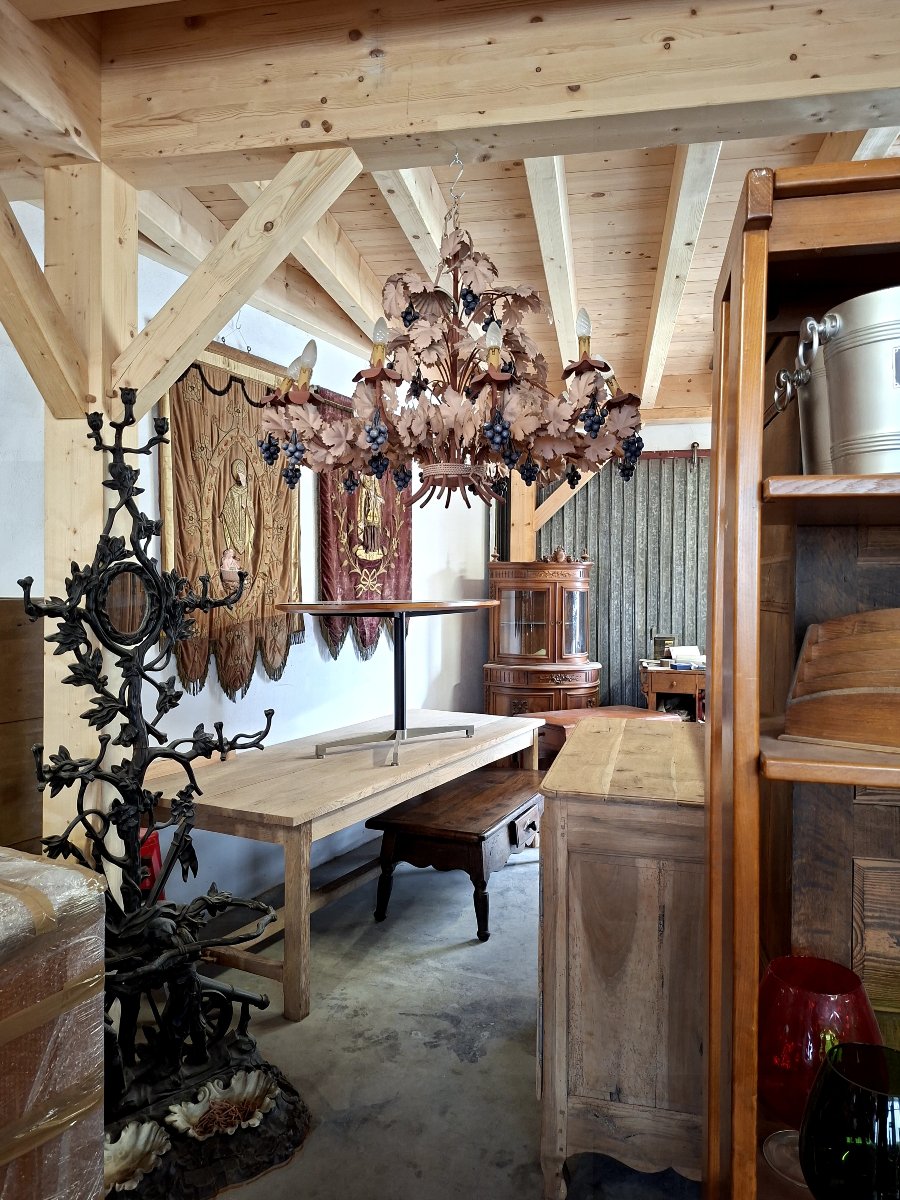 Magnificent Chandelier Decorated With Vine Leaves And Bunches Of Grapes 1970s-photo-2