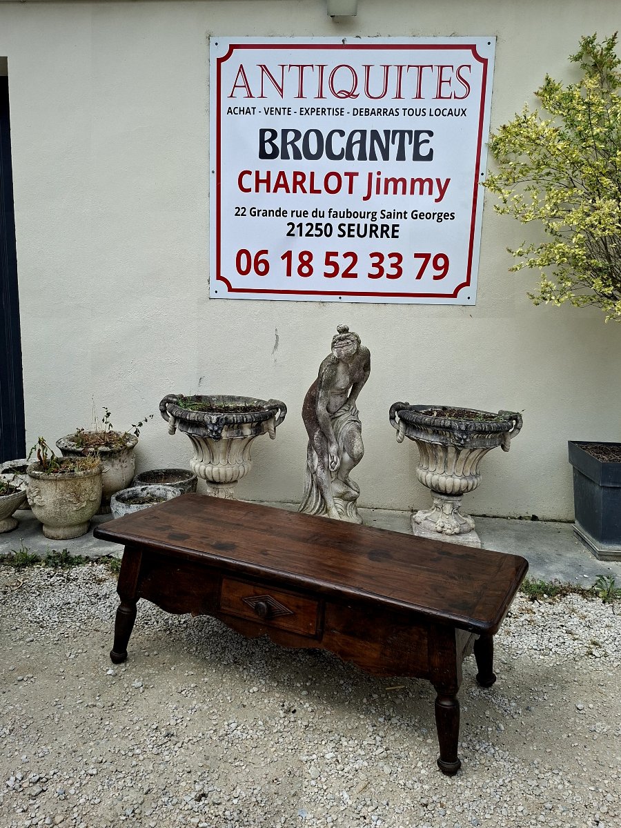 Rustic 19th Century Farmhouse Coffee Table In Solid Oak-photo-2