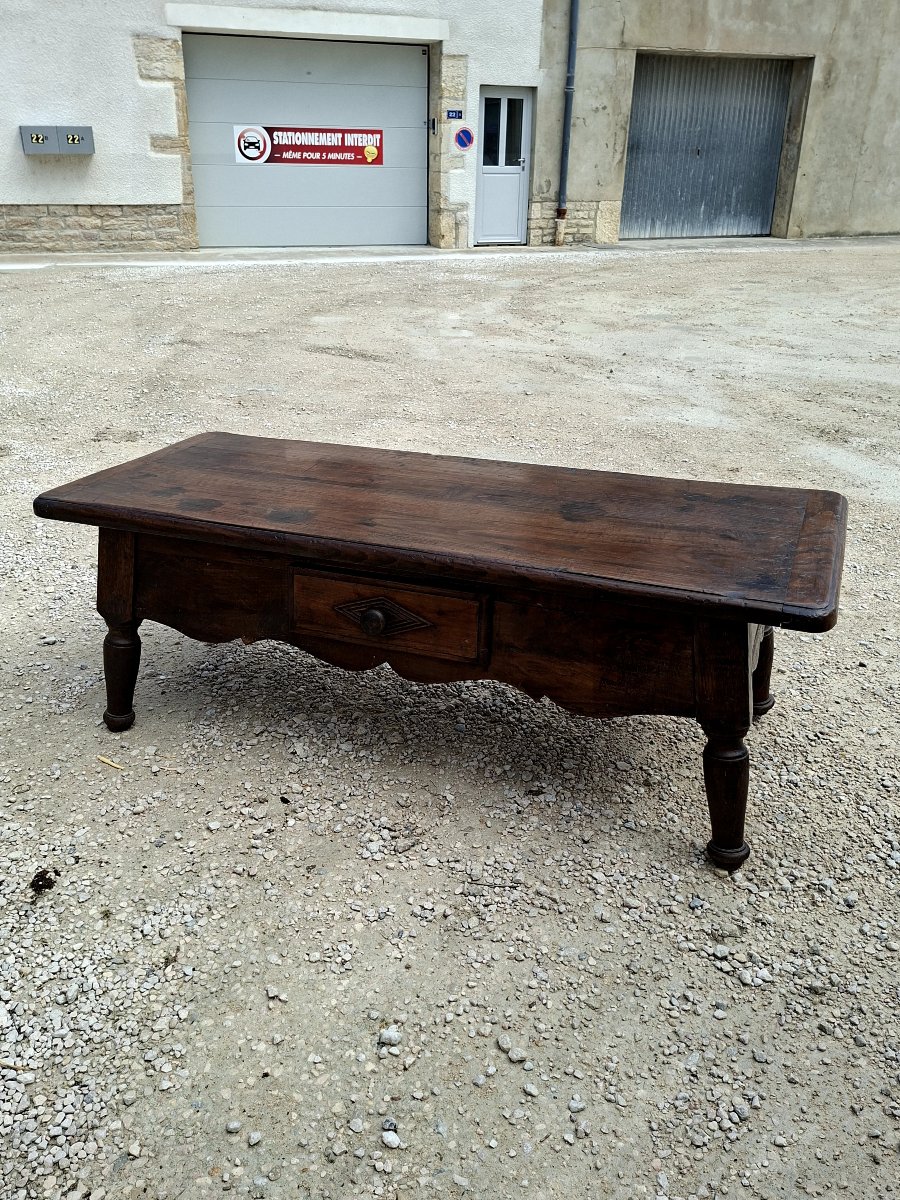 Rustic 19th Century Farmhouse Coffee Table In Solid Oak-photo-3
