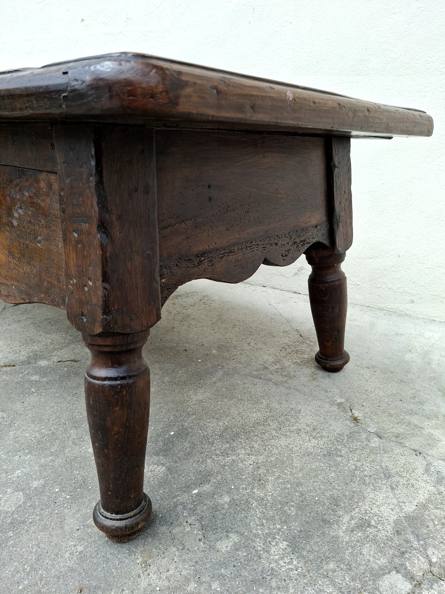 Rustic 19th Century Farmhouse Coffee Table In Solid Oak-photo-2