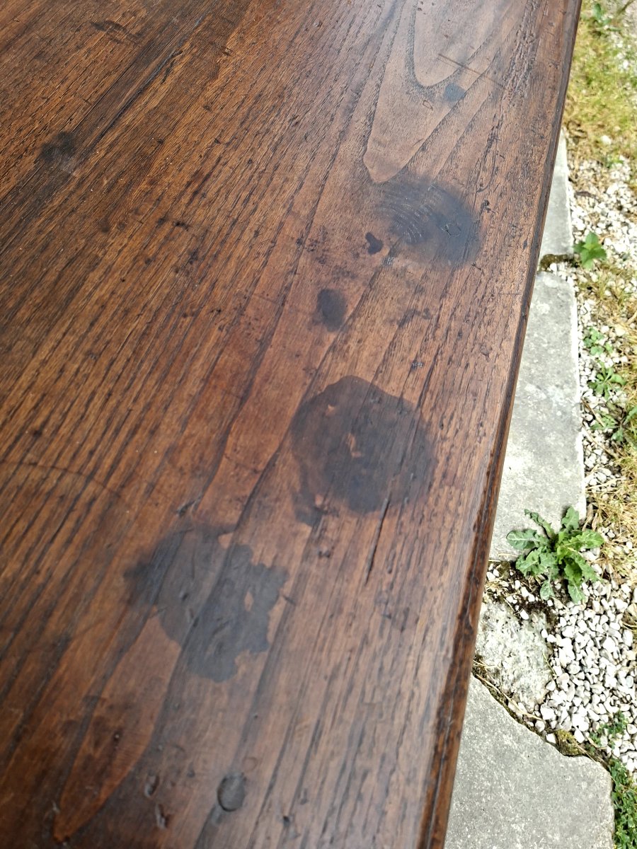 Rustic 19th Century Farmhouse Coffee Table In Solid Oak-photo-3