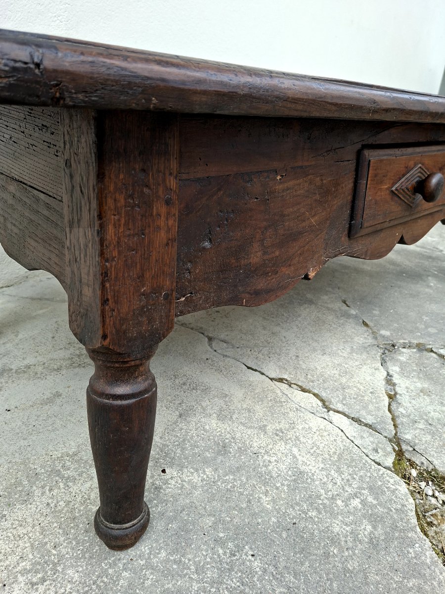 Rustic 19th Century Farmhouse Coffee Table In Solid Oak-photo-8