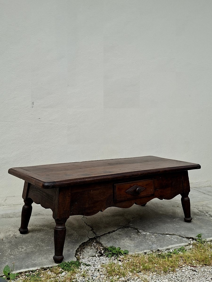 Rustic 19th Century Farmhouse Coffee Table In Solid Oak