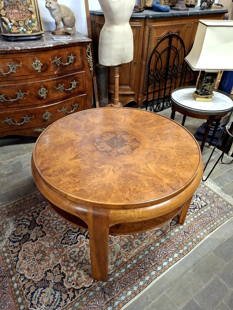 Art Deco Burr Walnut Coffee Table 1930s-photo-2