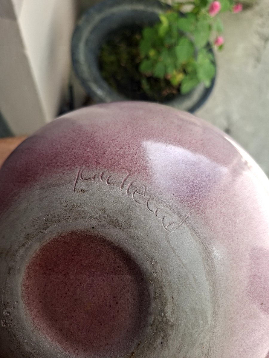 Rare Huge Ball Vase Signed Ruelland XXl-photo-1