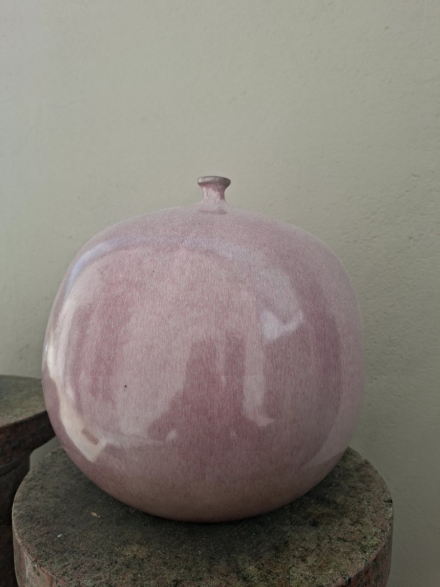 Rare Huge Ball Vase Signed Ruelland XXl-photo-3