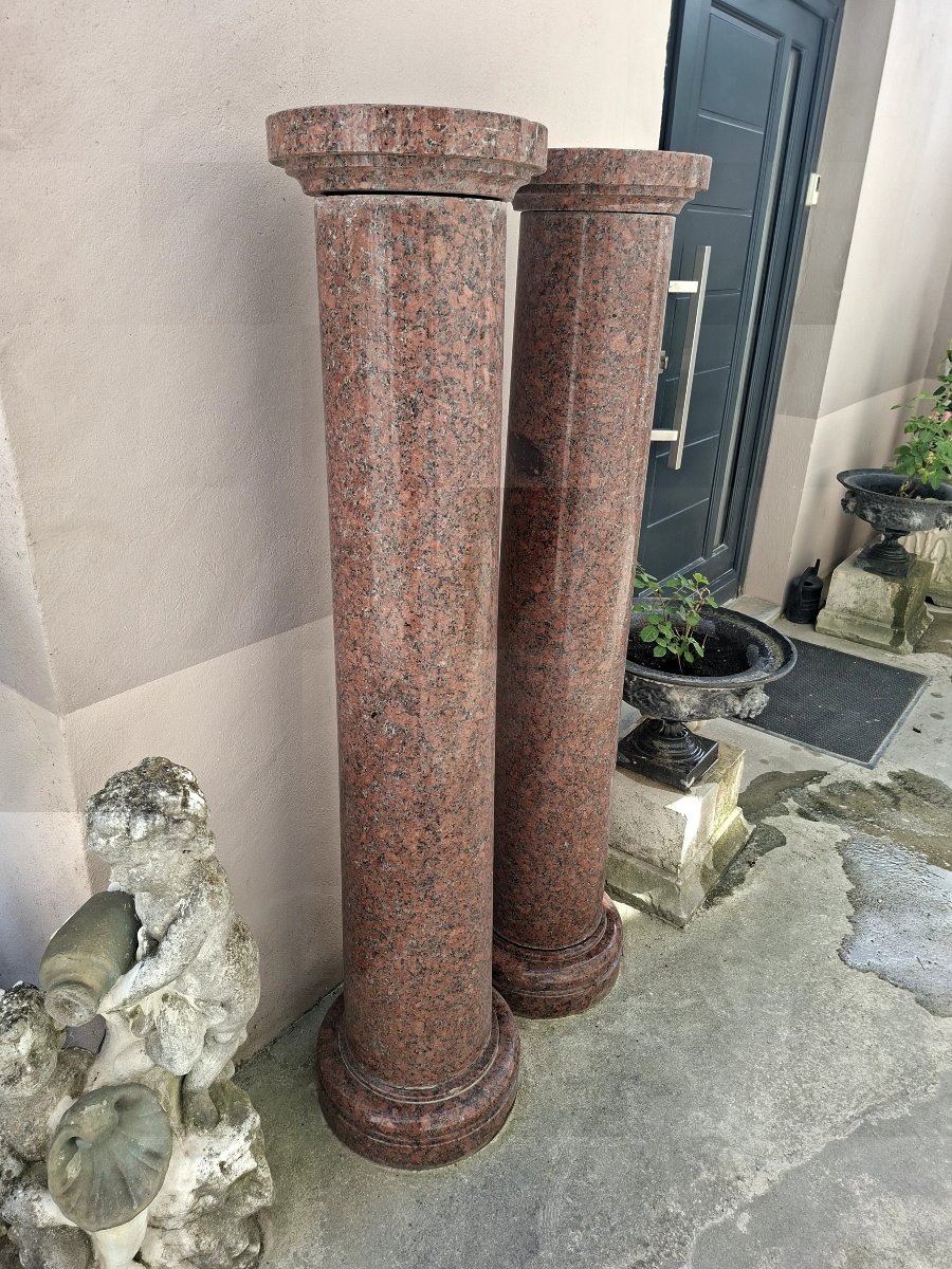 Paire de colonnes en Marbre Granit d'époque 19éme de Maison Bourgeoise -photo-1