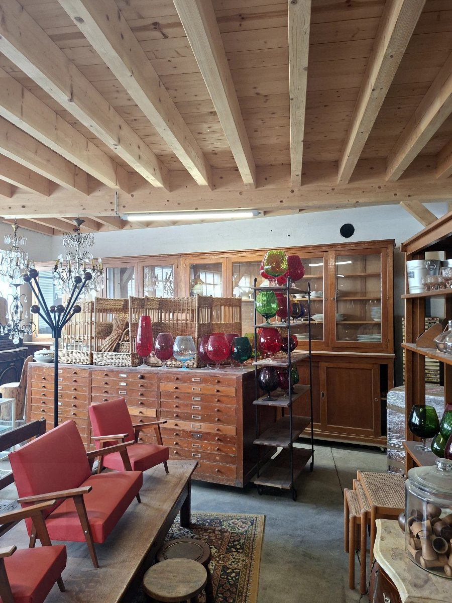 Large Bookcase Store Window Trade Furniture 1950s Period-photo-8