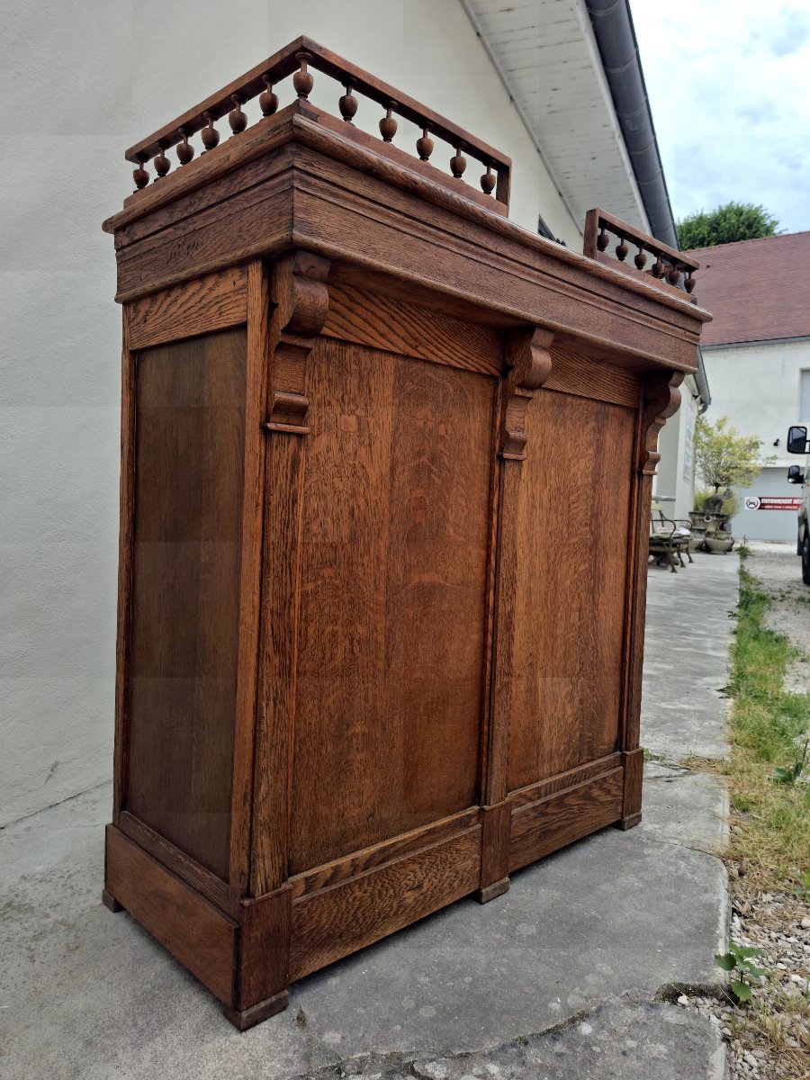 Ancien Comptoir Caisse de Magasin Commerce en chêne époque 1900-photo-4