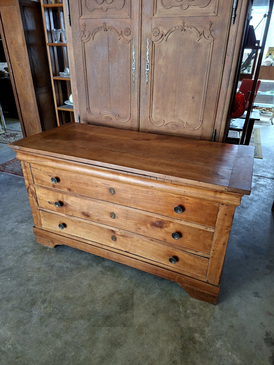 Louis Philippe 19th Century Chest Of Drawers In Solid Walnut-photo-3