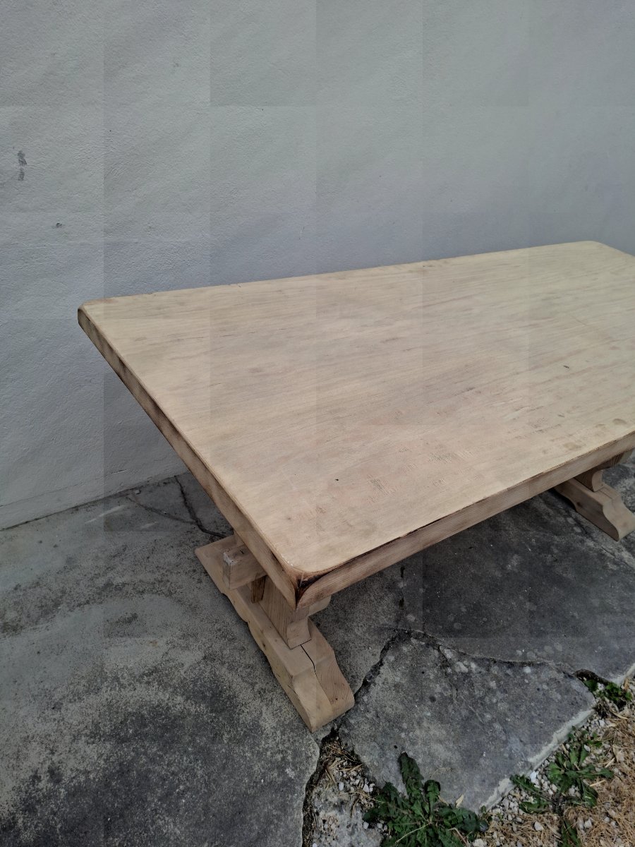 Table de ferme monastère décaper entièrement Aérogommer ancienne -photo-1