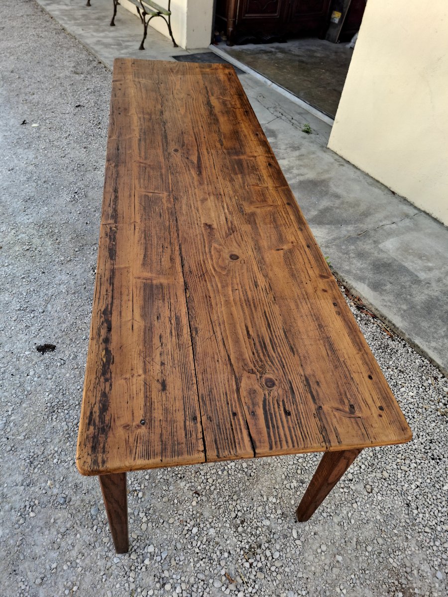 Large, Rustic Antique Farmhouse Table, 2.37 M, From The 1900s -photo-2