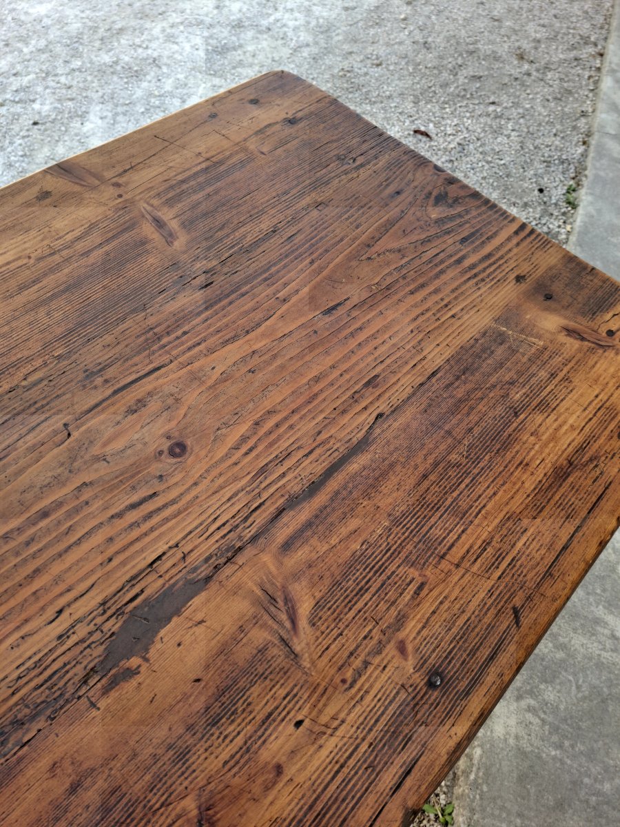 Large, Rustic Antique Farmhouse Table, 2.37 M, From The 1900s -photo-1