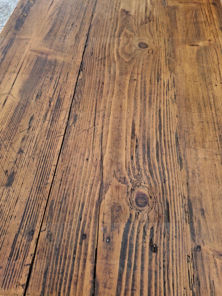 Large, Rustic Antique Farmhouse Table, 2.37 M, From The 1900s -photo-2