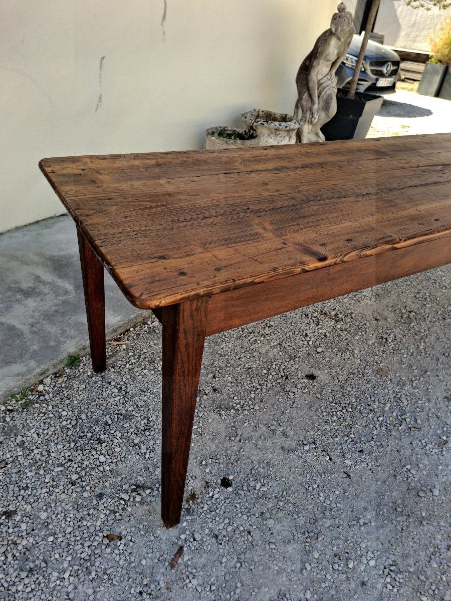 Large, Rustic Antique Farmhouse Table, 2.37 M, From The 1900s -photo-4