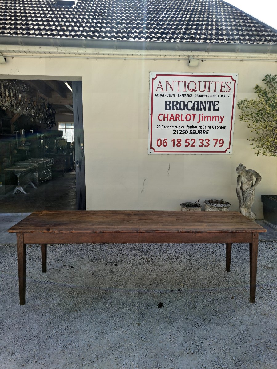 Large, Rustic Antique Farmhouse Table, 2.37 M, From The 1900s 