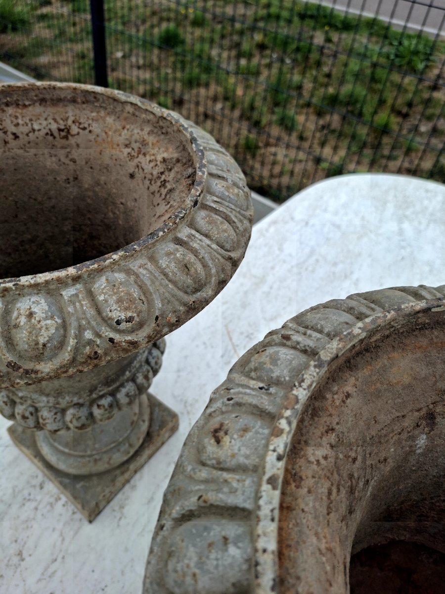 Paire de vases Médicis en fonte d'époque 19éme de Maison Bourgeoise -photo-4