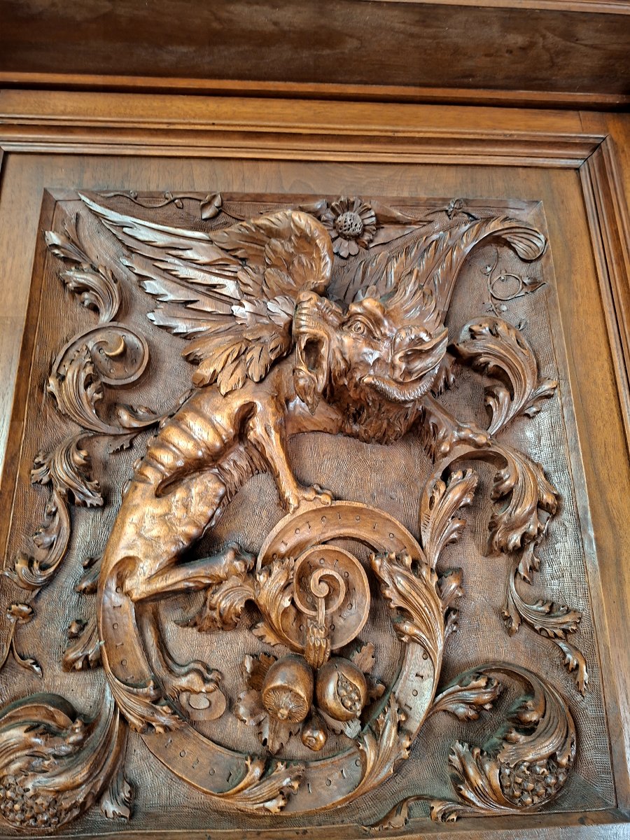 Two-piece Sideboard In Carved Walnut, Henri II / Neo-renaissance Style, 19th-century Piece -photo-3