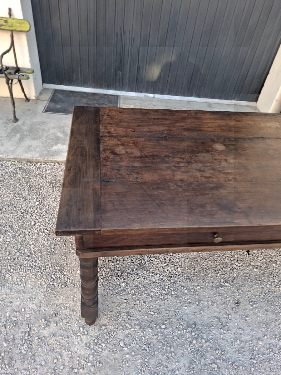 19th-century Bresse Farmhouse Table In Solid Walnut-photo-2