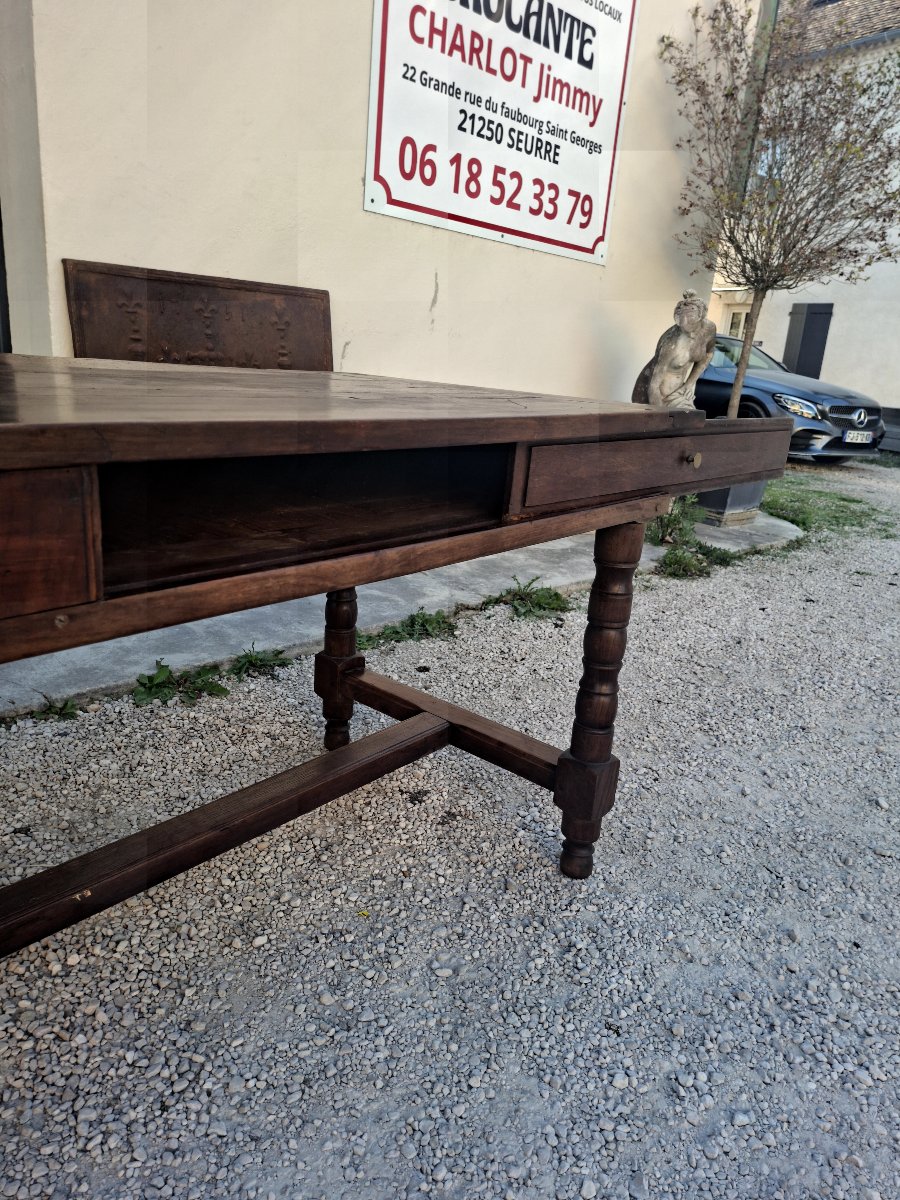 19th-century Bresse Farmhouse Table In Solid Walnut-photo-3