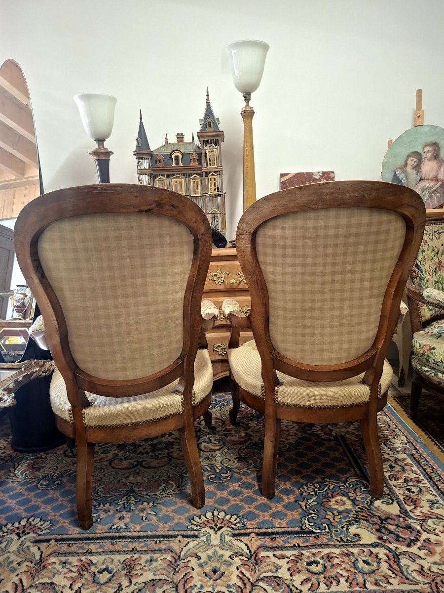 Paire de fauteuils Cabriolet style Louis XV 19éme en tapisserie -photo-3