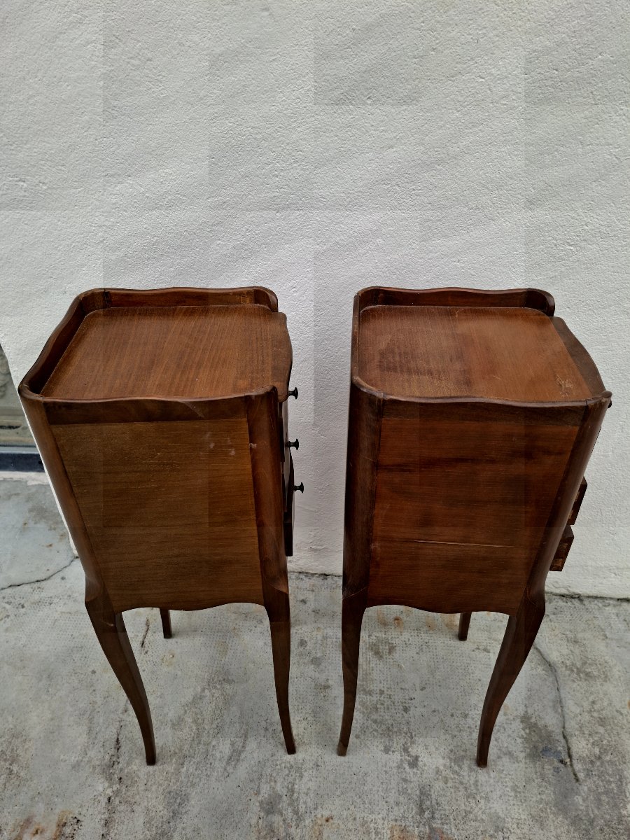 Paire de Chevets tables de nuits style Louis XV en Merisier -photo-3