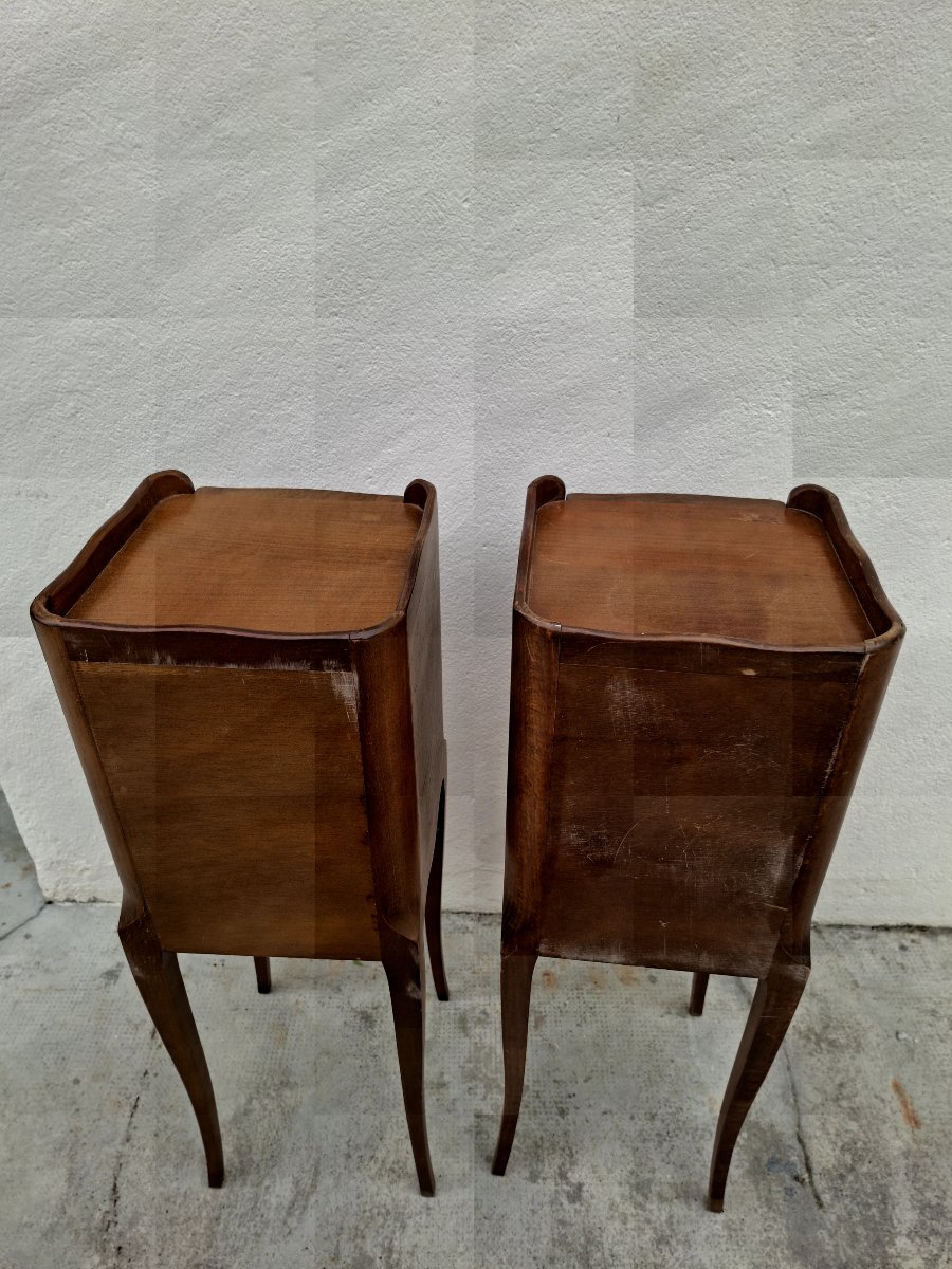 Paire de Chevets tables de nuits style Louis XV en Merisier -photo-6