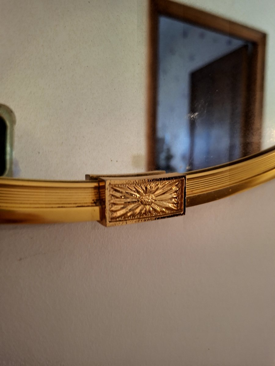 Round Gold Wall Mirror With Vintage 1970s Rope -photo-4