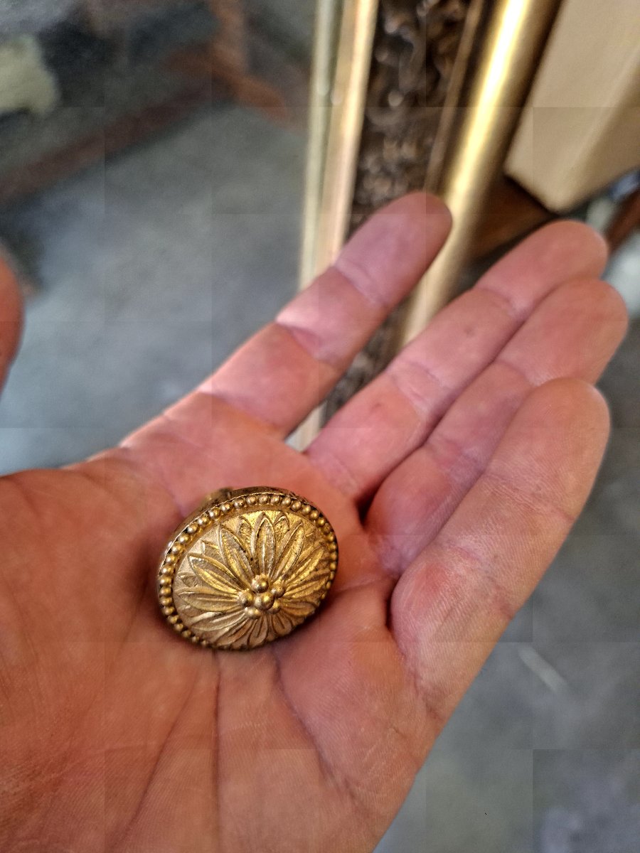 Round Gold Wall Mirror With Vintage 1970s Rope -photo-1