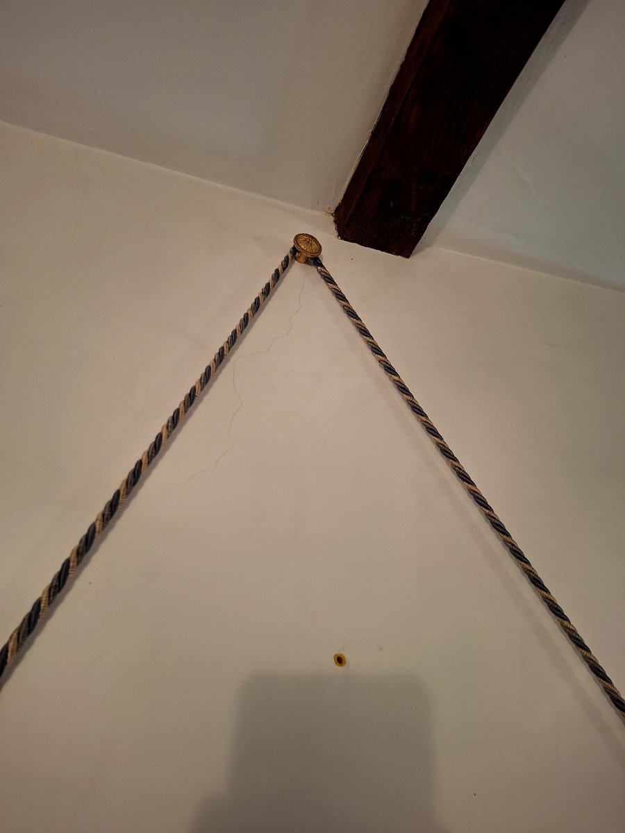 Round Gold Wall Mirror With Vintage 1970s Rope -photo-4