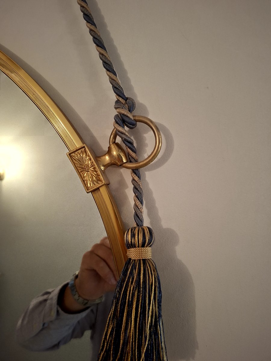 Round Gold Wall Mirror With Vintage 1970s Rope -photo-5