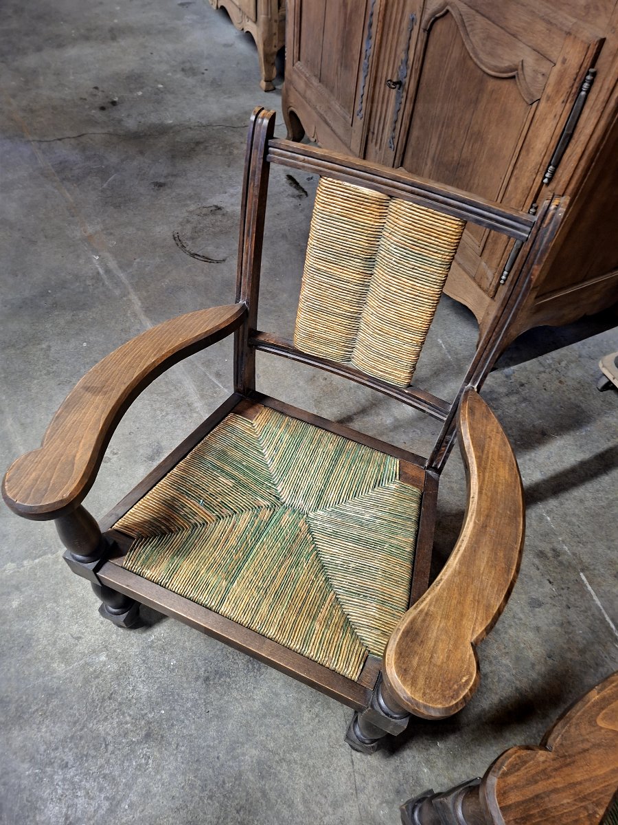 Pair Of Brutalist Armchairs Made Of Rustic Turned Wood, 1950s -photo-4