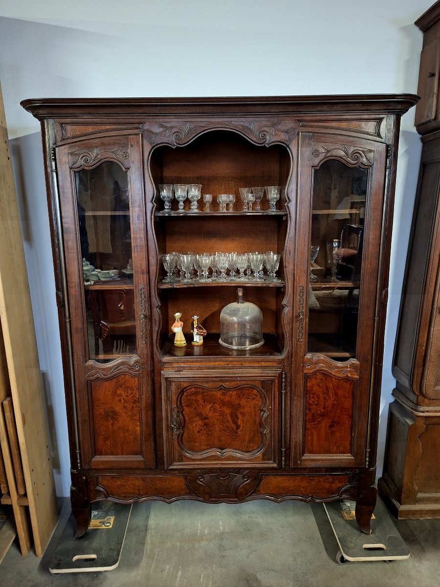 Buffet Vitrine bibliothèque style Louis XV -photo-3