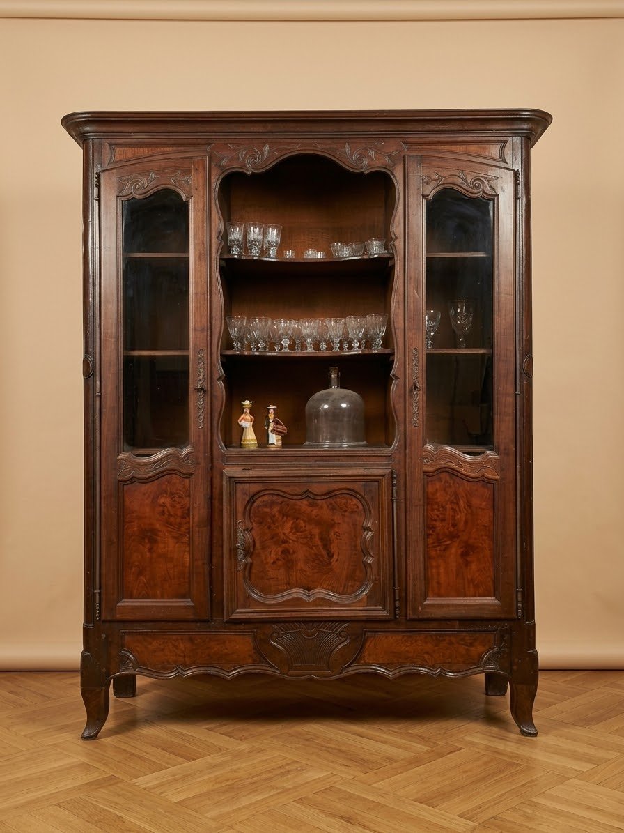 Buffet Vitrine bibliothèque style Louis XV 