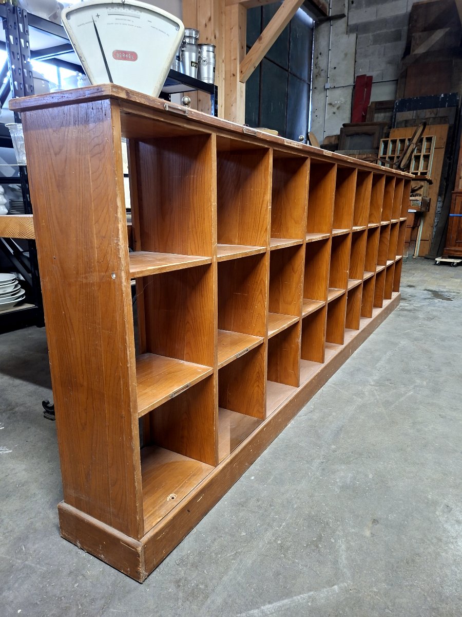 Antique 1930s Mail Sorting Workshop Store Cabinet -photo-4