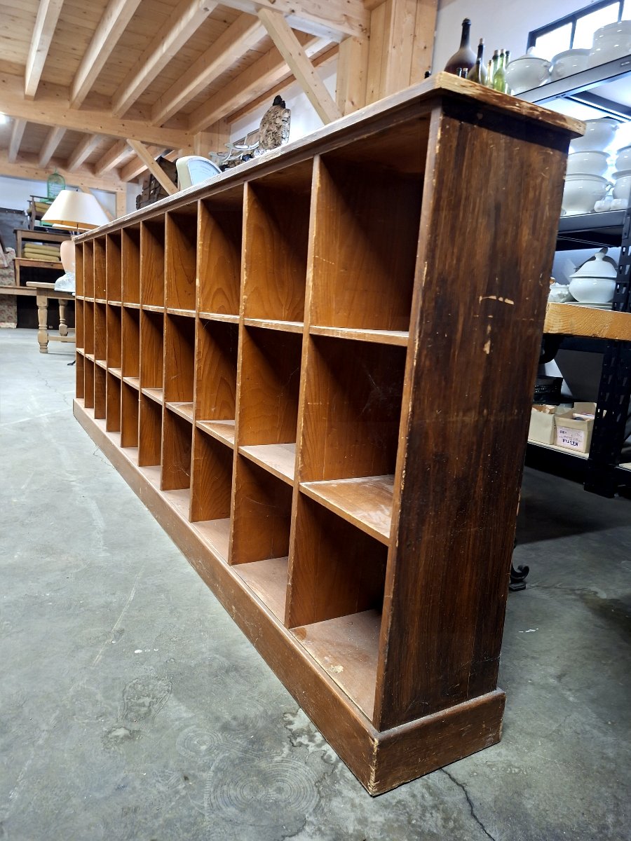 Antique 1930s Mail Sorting Workshop Store Cabinet -photo-4