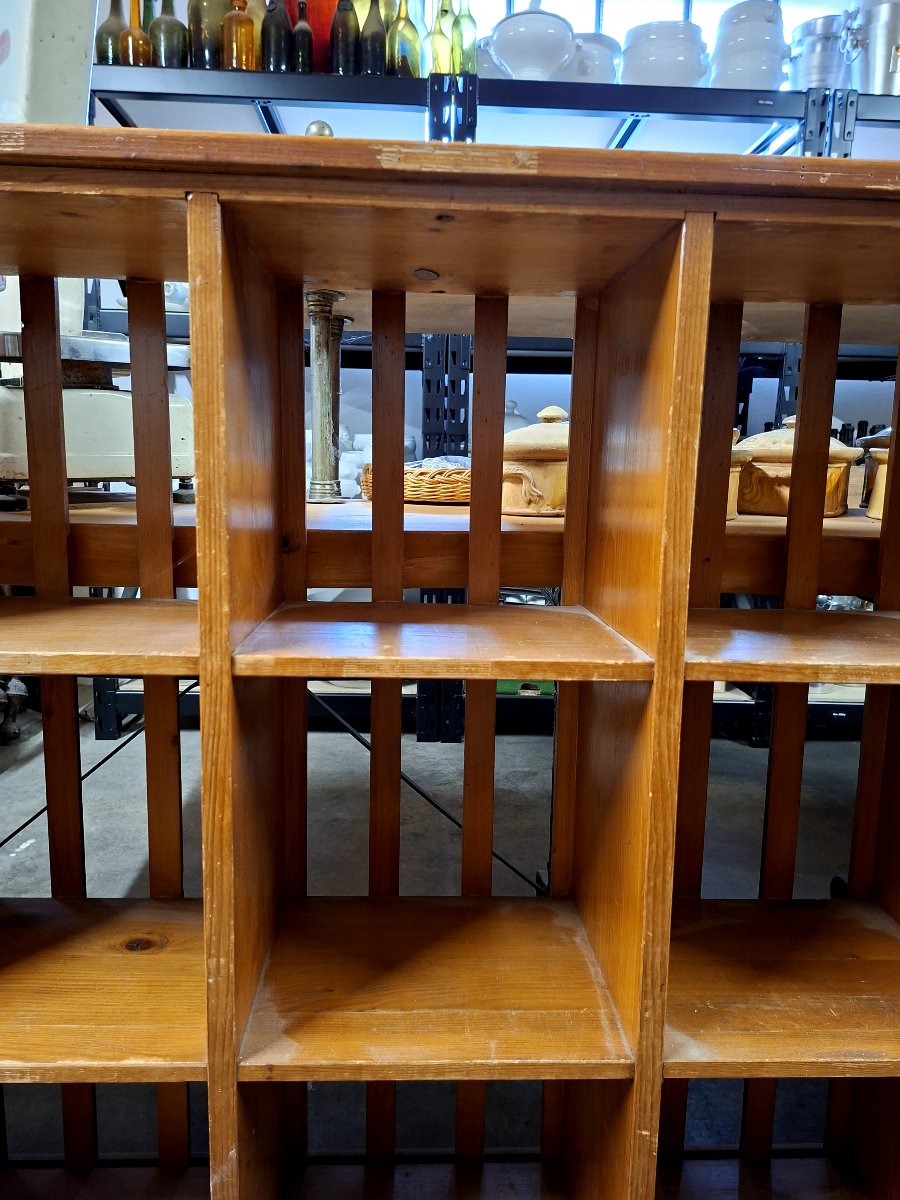 Antique 1930s Mail Sorting Workshop Store Cabinet -photo-5
