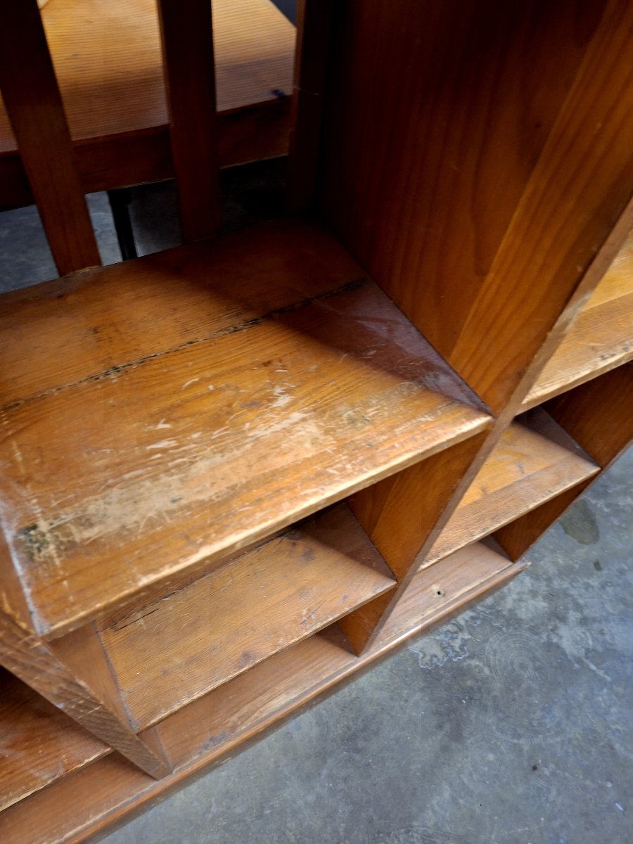 Antique 1930s Mail Sorting Workshop Store Cabinet -photo-6