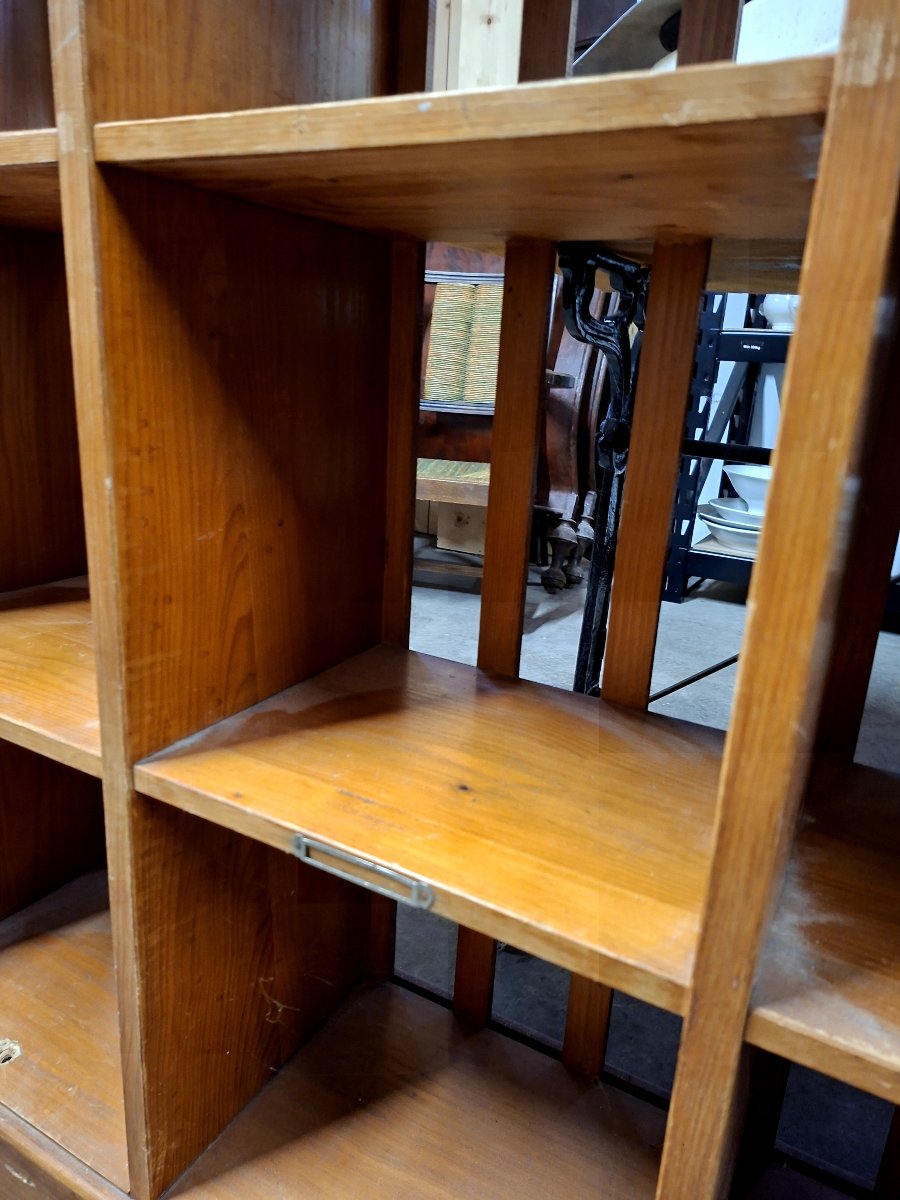 Antique 1930s Mail Sorting Workshop Store Cabinet -photo-7