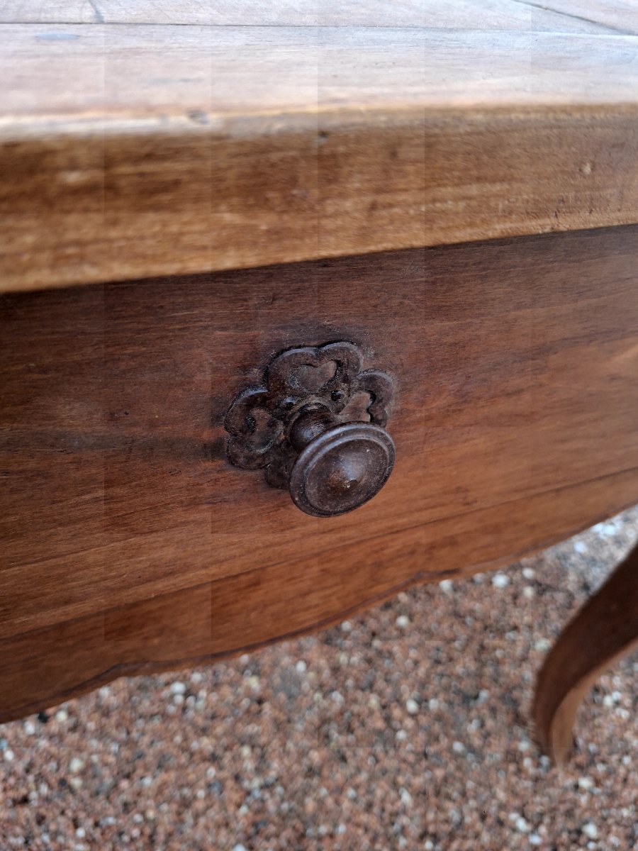 Table de Ferme Louis XV en Merisier massif rustique époque 1900-photo-1