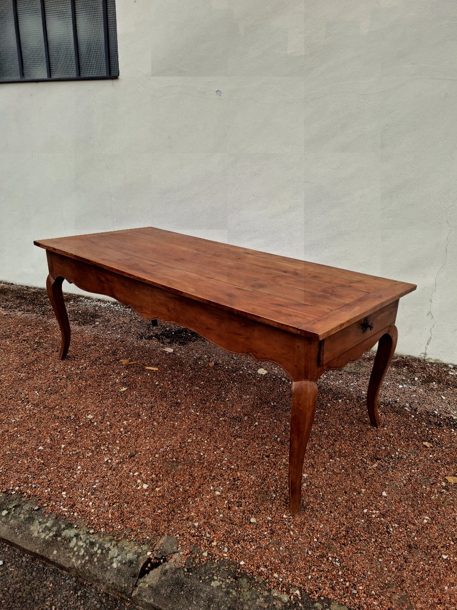 Table de Ferme Louis XV en Merisier massif rustique époque 1900-photo-3