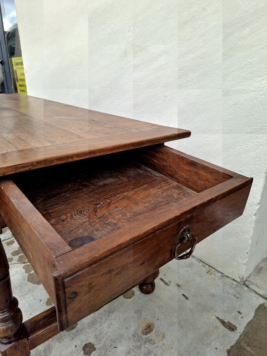 Antique Rustic Burgundian Farmhouse Table From The 18th Century-photo-2