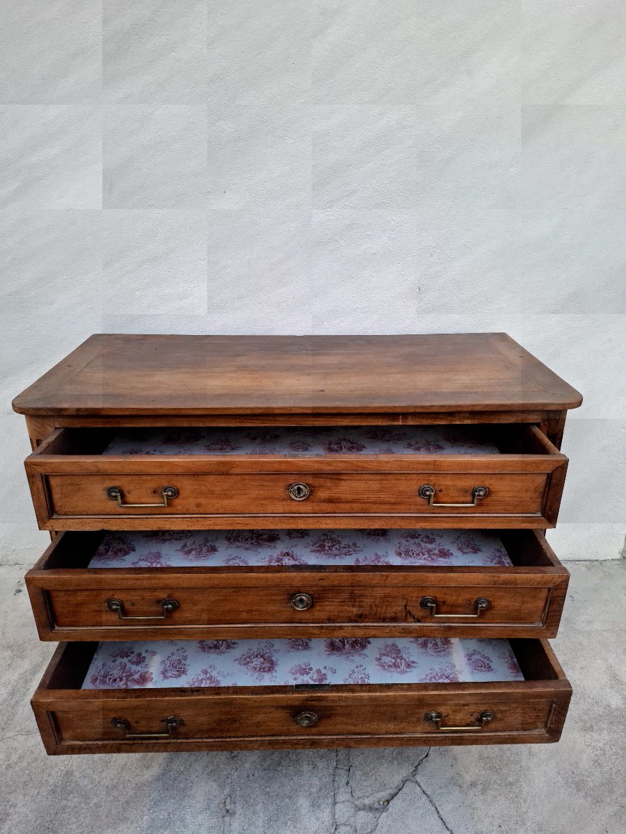 Rustic 19th-century Louis XV-style Chest Of Drawers Made Of Solid Walnut -photo-4