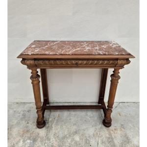 Table d'entrée Console style Henri II époque 19éme en Noyer massif 