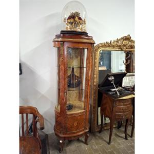 Louis XV Style Display Cabinet In Marquetry And Rosewood 