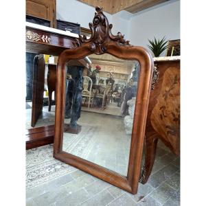 Louis XV Style Mirror In Solid Walnut With Shell Decoration 