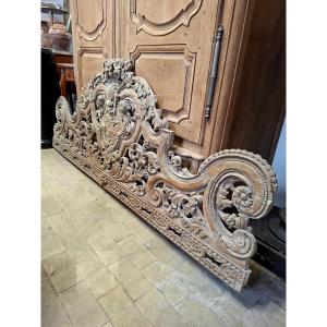 Fronton Headboard Richly Carved 18th Century Woodwork