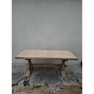 Monastery Farmhouse Table, Completely Stripped And Sandblasted To Restore Its Antique Finish
