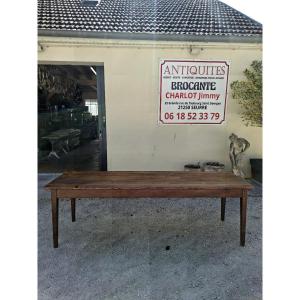 Large, Rustic Antique Farmhouse Table, 2.37 M, From The 1900s