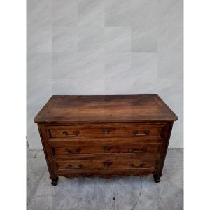 Rustic 19th-century Louis XV-style Chest Of Drawers Made Of Solid Walnut
